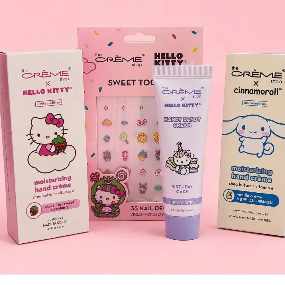 Hello Kitty Cinnamoroll Limited Edition Hand Cream Nail Sticker Gift Set New